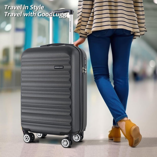 Luggage Set with Spinner Wheels and TSA Lock, 3 Pieces Expandable Hardside Suitcase for Travel, Hardshell Luggage Sets, 20", 24", 28", Black