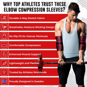 Nordic Lifting Elbow Compression Sleeves (1 Pair) – Support for Pain Relief, Tendonitis, Golfer’s & Tennis Elbow Recovery