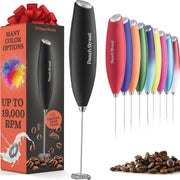 Powerful Handheld Milk Frother, Mini Milk Frother Wand, Battery Operated Stainless Steel Drink Mixer - Frother Stand for Milk Coffee, Lattes, Cappuccino, Frappe, Matcha, Hot Chocolate. Gift