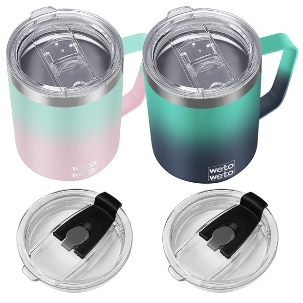 WETOWETO 14 oz Coffee Mug, Vacuum Insulated Camping Mug with Lid, Double Wall Stainless Steel Travel Tumbler Cup, Thermal Coffee Mug, Powder Coated Navy Blue