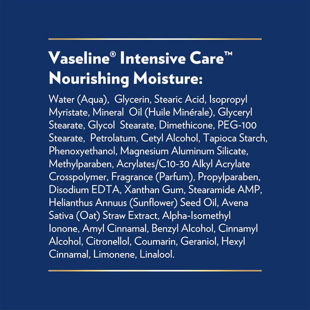 Vaseline Intensive Care Nourishing Moisture Body Lotion 3 Pk Made with Ultra-Hydrating Lipids + Pure Oat Extract for Dry Skin, for Nourished, Healthy-Looking Skin 20.3 oz