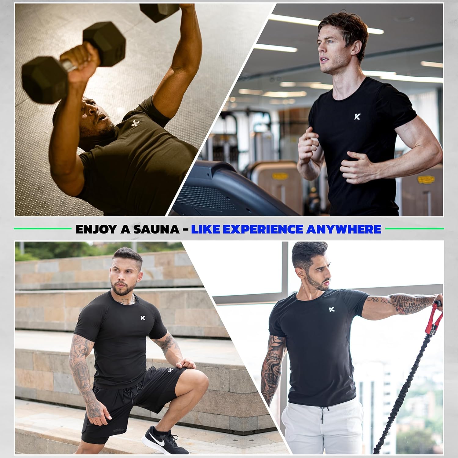 Kewlioo Sauna Shirt for Men - Heat Trapping Sweat Vest, Sauna Suit For Men, Compression Workout Sweat Suit for Gym, Workouts