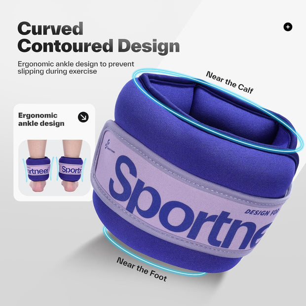 Sportneer Ankle Weights 0.5/1/2/3/5 LBS 1 Pair Wrist Leg Arm Weights for Women Men Kids Child with Adjustable Straps, Strength Weighted for Jogging Running Walking Fitness Gym Workout