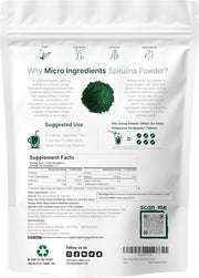 Micro Ingredients Organic Spirulina Powder, 1lb | Blue-Green Algae, Rich in Vegan Protein, Vitamins & Minerals | Source of Natural Chlorophyll & Enzymes | Non-GMO, Gluten-Free, No Additives
