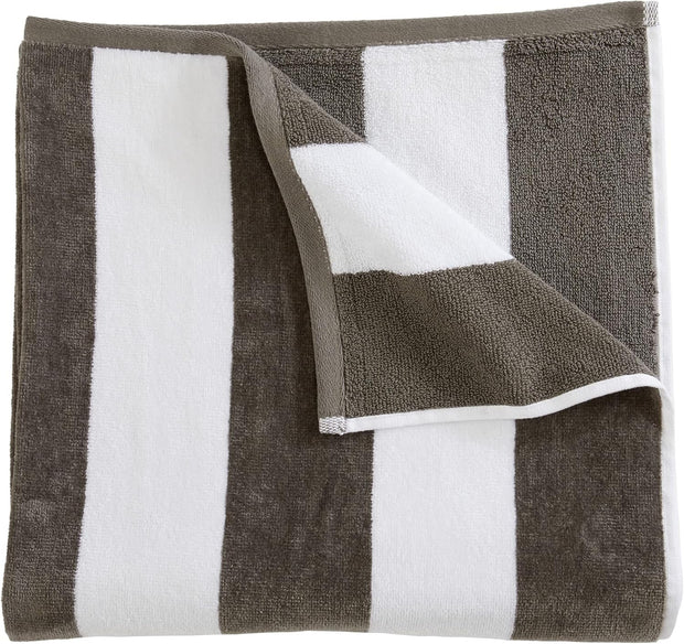 100% Cotton Velour Cabana Stripe Beach Towel Set 30" x 60" - Ultra Soft, Plush, & Highly Absorbent Towels for Pool, Beach, & Swimming. Marina Collection (4-Pack, Charcoal)