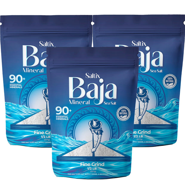 Saltix Baja Mineral Sea Salt – Fine Grind, 8 oz (1/2 lb), 160+ Servings – 100% Natural & Unrefined, Hand-Harvested from the Sea of Cortez – Mineral Rich, Low Sodium, Perfect for Cooking, Finishing & Hydration