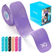 OK TAPE Synthetic Kinesiology Tape, 20 Strips Precut K Tape, Waterproof, Elastic Athletic Tape for Pain Relief & Muscle Support, Reflective Design, 2" x 10" -Purple