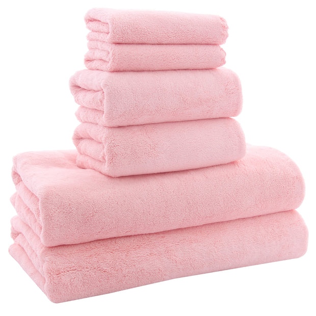 MOONQUEEN Ultra Soft Towel Set-Quick Drying-2 Bath Towels 2 Hand Towels 2 Washcloths - Microfiber Coral Velvet Highly Absorbent Towel for Bath Fitness, Bathroom, Sports, Yoga, Travel(Dark Grey, 6 Pcs)