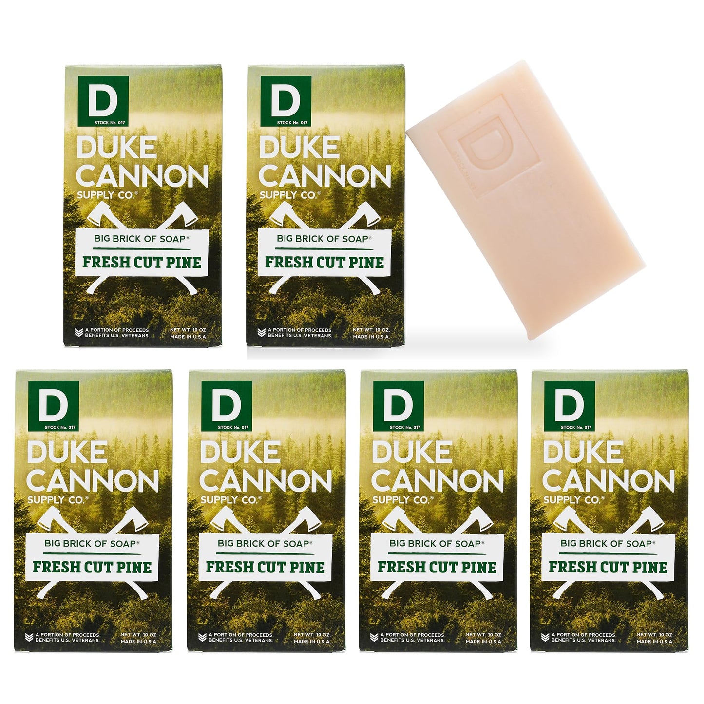 Duke Cannon Supply Co. Big Brick of Soap Bar for Men, LEAF & LEATHER - Extra Large, Masculine Scents, All Skin Types, Paraben-Free, 10 oz (Pack of 6)