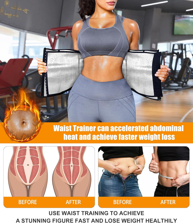 LEINIDINA Womens Waist Trainer Corset with Zipper Sweat Waist Trimmer for Women Workout Belt Corset Shapewear