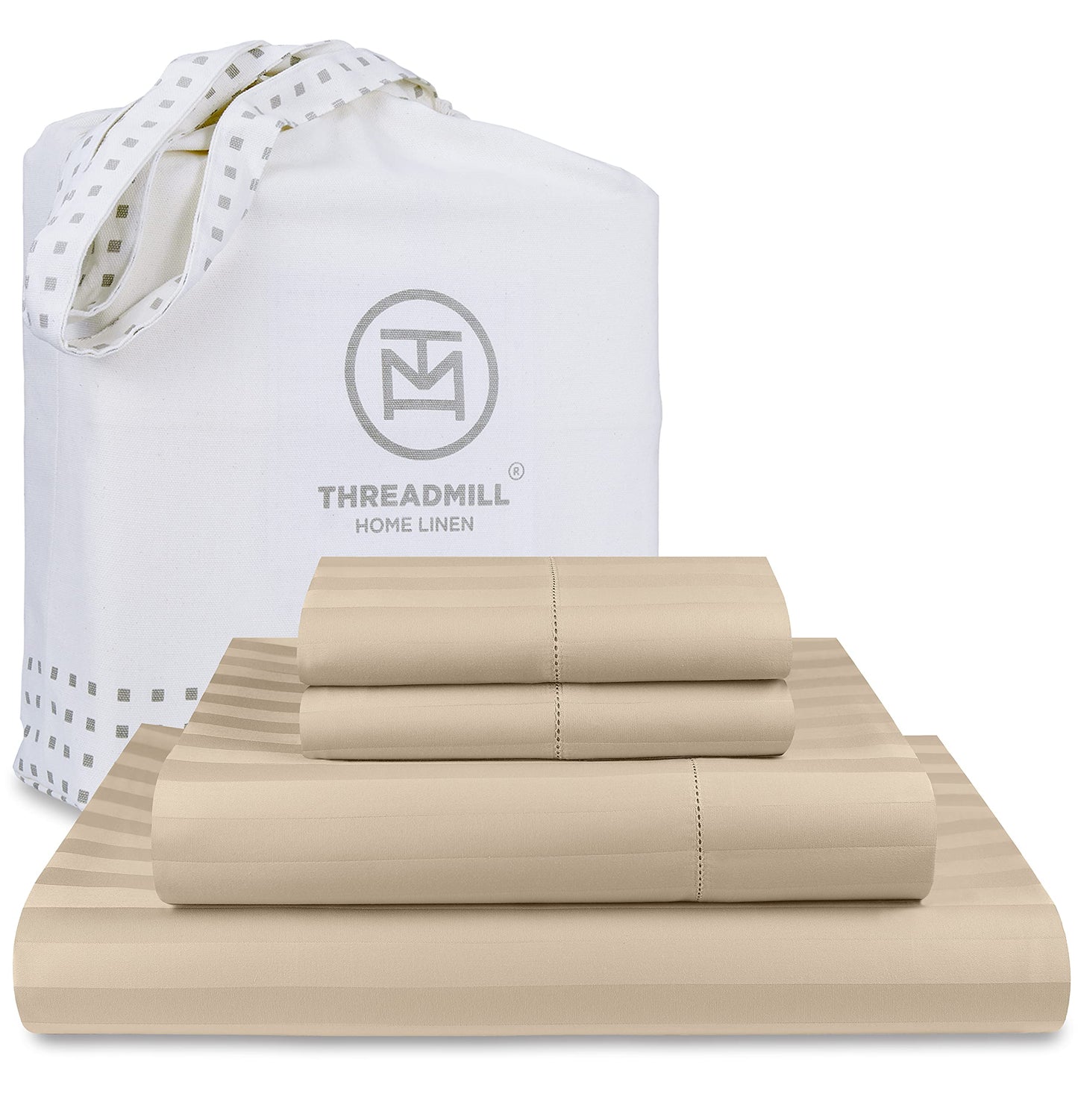 Threadmill 5-Star Hotel 500 Thread Count Best Bed Sheets, 100% Cotton Sheets Set for Queen Bed, Smoother Than Egyptian Cotton Claims, 4 Pc Set with Deep Pockets (Dark Grey)