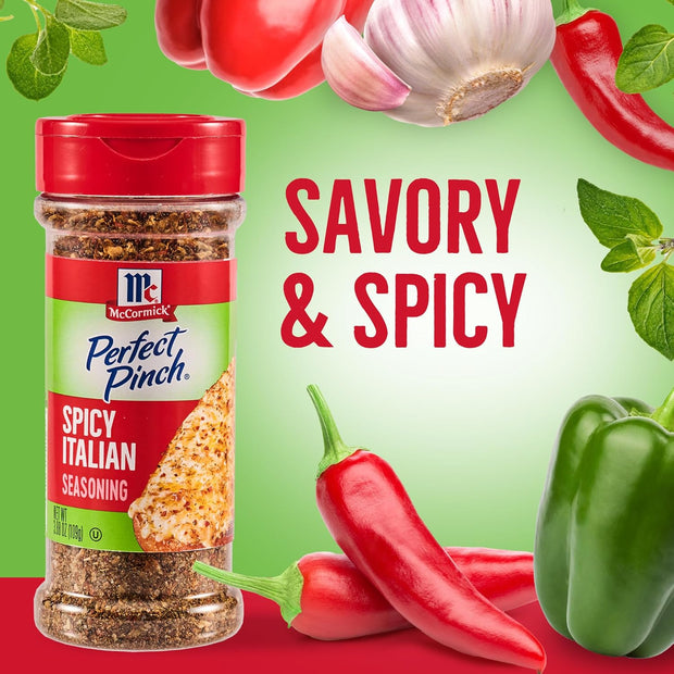 McCormick Perfect Pinch Seasoning, Spicy Italian, For Adding Italian Flavor with a Kick to Pizza, Pasta, Dressings & Sauces, 3.88 oz