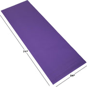 Yoga Mat - Double Sided 1/4-Inch Workout Mat - 71x24-Inch Exercise Pad for Home Gym Fitness or Pilates with Carrying Strap by Wakeman (Black)