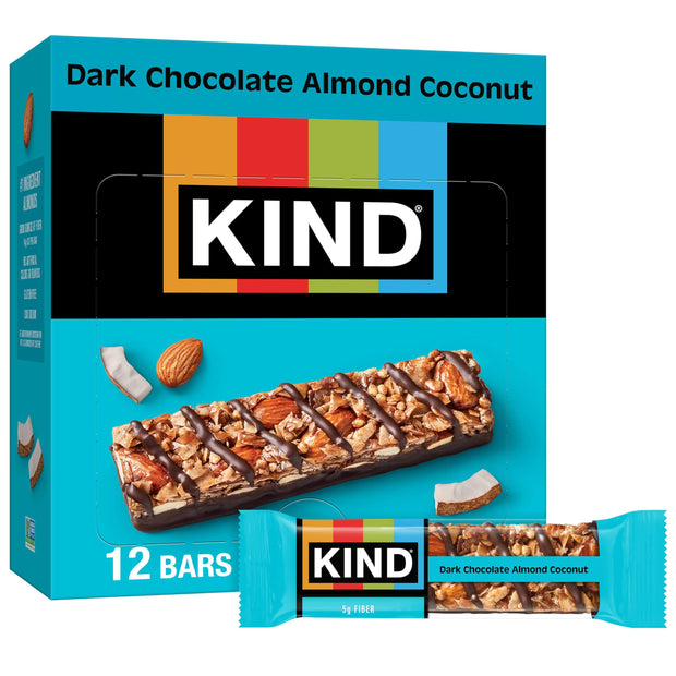 KIND Nut Bars, Dark Chocolate Nuts and Sea Salt, Healthy Snacks, Gluten Free, Low Sugar, 6g Protein, 12 Count