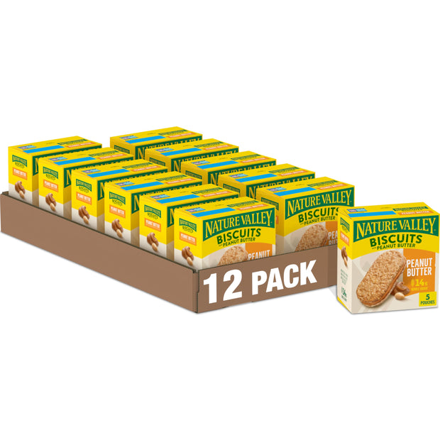 Nature Valley Biscuit Sandwiches, Peanut Butter, Snack Bars, 10 Bars, 13.5 oz
