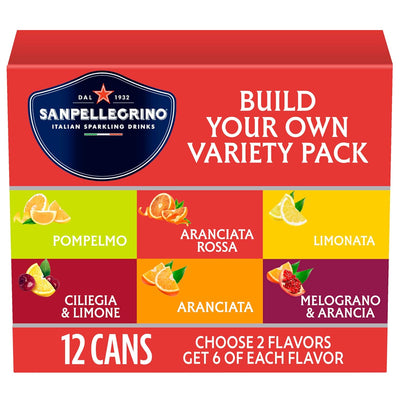 Sanpellegrino Italian Sparkling Drinks, Build Your Own Variety Pack, Sparkling Fruit Beverage, Made with Natural Flavors, 12-Pack