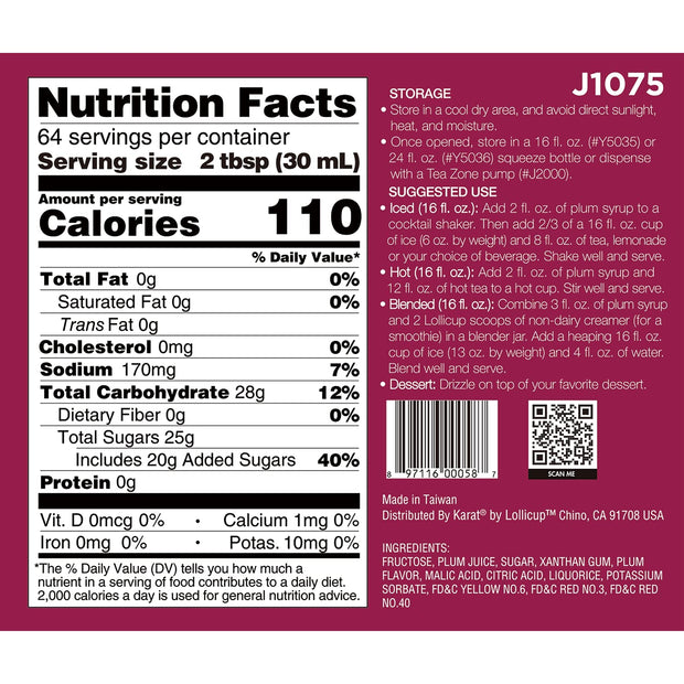 Tea Zone J1050 64 fl.oz Orange Syrup for Tea, Coffee, Sweets, Ice Cream, Cocktails Blending