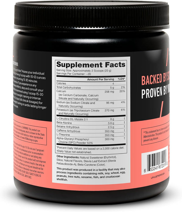 LEGION Pulse Pre Workout - All Natural Nitric Oxide Preworkout Drink to Boost Energy, Creatine Free, Naturally Sweetened, Beta Alanine, Citrulline, Alpha GPC (Tropical Punch)