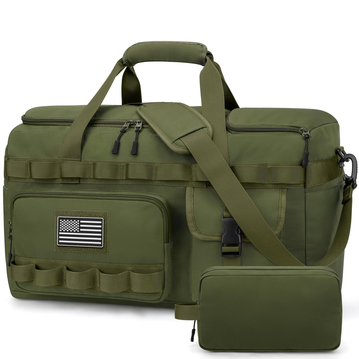 ZOMFELT Gym Bags for Men Women, Tactical Travel Duffle Bag with Removable Dividers & Shoe Compartment, Carry on Weekend Overnight Bag with Wet Pocket for Workout Sports Football Gym, Black
