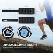 ZELUS 1 Pair Adjustable Ankle Weights, 2 4 6 8 10 lb Modularized Leg Weight Straps for Women Men, Weighted Ankle Weight Set with Removable Sandbags, 1-5 lb per Ankle Strap for Gym Yoga Jogging Walking