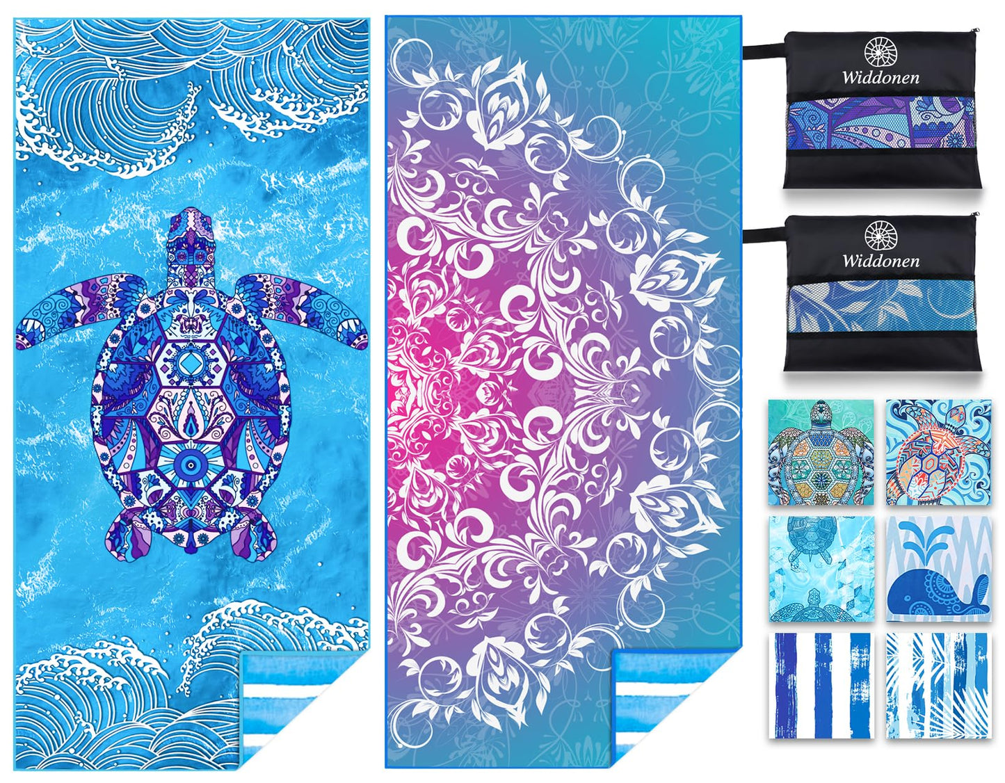 2 Pack Microfiber Lightweight Beach Towel Sand Free Quick Dry Absorbent Thin Compact Towels for Swimming Pool Camping Beach Accessories Large Easy Pack Travel Things for Vacation Essentials Gift