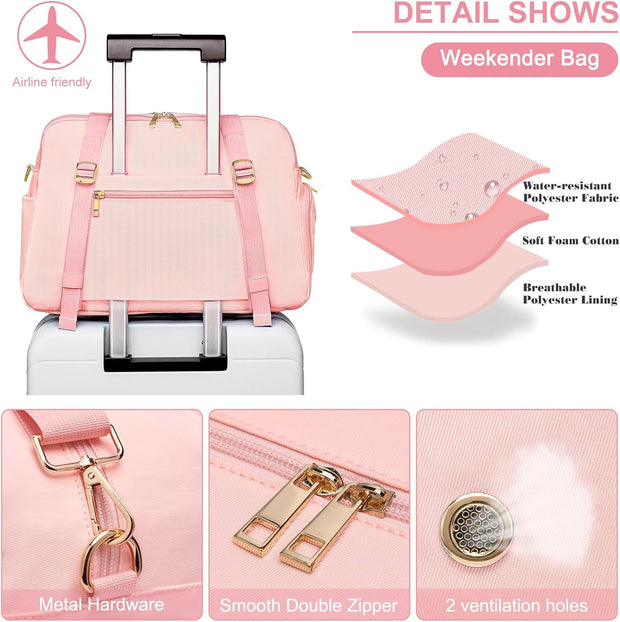 Sports Gym Bag for Women, Travel Duffle Bag with Shoe Compartment & Wet Pocket, Fitness Yoga Bag Weekender Overnight Bag Small