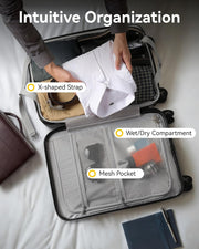 LUGGEX Carry on Luggage 22x14x9 Airline Approved, PC Hard Shell Suitcase with Front Pocket, Expandable Luggage with USB Port (Blue, 20 Inch, 37L)