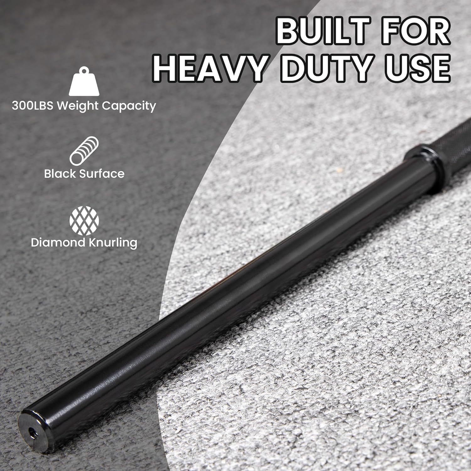 1 Inch Stardard Barbell Bar for Weightlifting and Power Lifting, 300 Pound Capacity, Multiple Size, Multiple Color