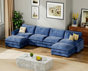 Homall 119" Modular Sectional Sofa, L Shaped Sofa Couch with Reversible Ottoman, DIY Combination Chenille Deep 3-Seat Cloud Couch for Living Room, Apartment (Light Grey, L Shaped Sofa)