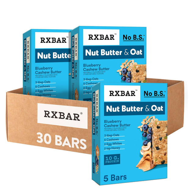 RXBAR Nut Butter and Oat Protein Bars, Protein Snacks, Snack Bars, Blueberry Cashew Butter, 23.2oz Box (12 Count)