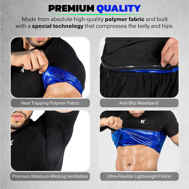 Kewlioo Sauna Shirt for Men - Heat Trapping Sweat Vest, Sauna Suit For Men, Compression Workout Sweat Suit for Gym, Workouts