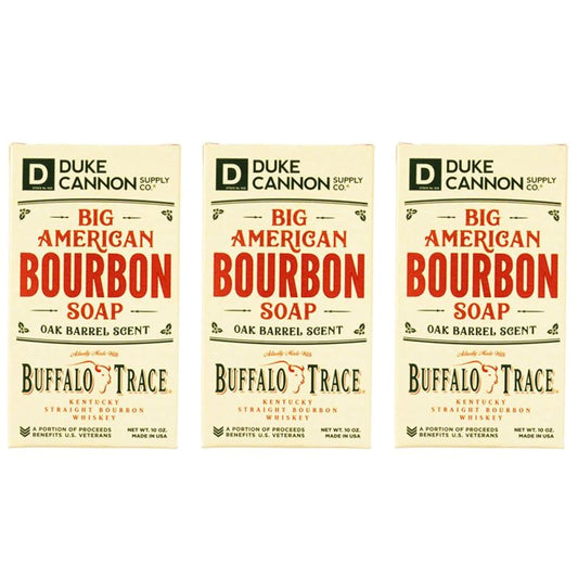 Duke Cannon Supply Co. Big Ass Brick of Soap Bar for Men Special Holiday Edition Big American Bourbon Made w/ Buffalo Trace (Charred Oak Barrel Scent) Multi-Pack - Superior Grade, 10 oz (3 Pack)