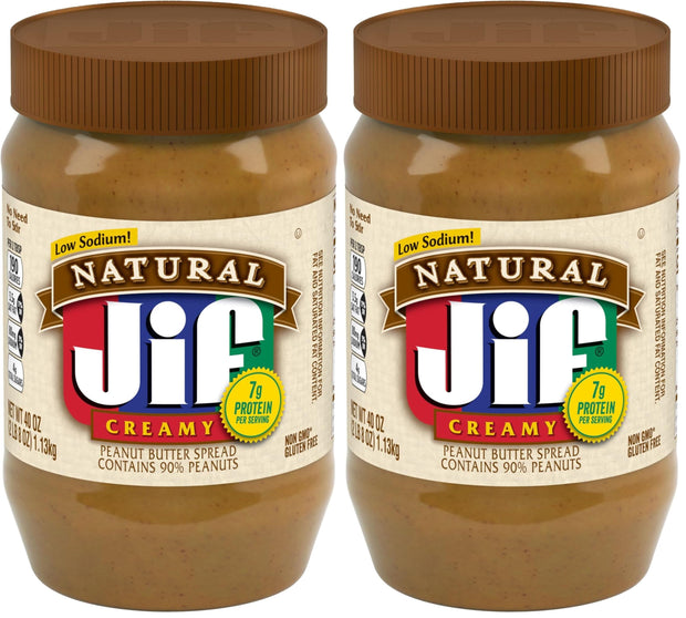 Jif Natural Creamy Peanut Butter Spread – Contains 90% Peanuts, 40 Ounces