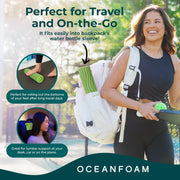 Oceanfoam Ripple Travel Foam Roller (11" x 3.35") Firm Mini Foam Roller for Physical Therapy, Deep Tissue Massage, Back Pain - High Density, Ergonomic Wave Textured - Yoga, Exercise (Black Marbled)