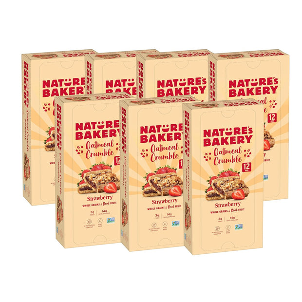 Nature's Bakery Oatmeal Crumble Bars, Strawberry, Real Fruit, Vegan, Non-GMO, Breakfast Bar, 7 Boxes With 12 Bars, 84 Count
