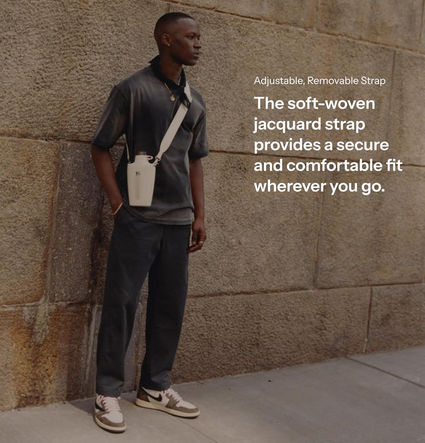 Stanley Cross Bottle 23 oz | Travel Water Bottle with Jacquard Strap | Leakproof Tritan Lid with Removable Straw | Insulated Stainless Steel | BPA-Free | Black