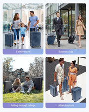 LIGHT FLIGHT Luggage Sets, 3 Piece Durable Suitcase Set with Spinner Wheels, 3 Pcs Hardside Lightweight luggage with TSA Lock, Large Checked Travel Suitcases, 20/24/28 Inch, Dark Blue