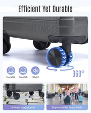 LIGHT FLIGHT Luggage Sets, 3 Piece Durable Suitcase Set with Spinner Wheels, 3 Pcs Hardside Lightweight luggage with TSA Lock, Large Checked Travel Suitcases, 20/24/28 Inch, Gray