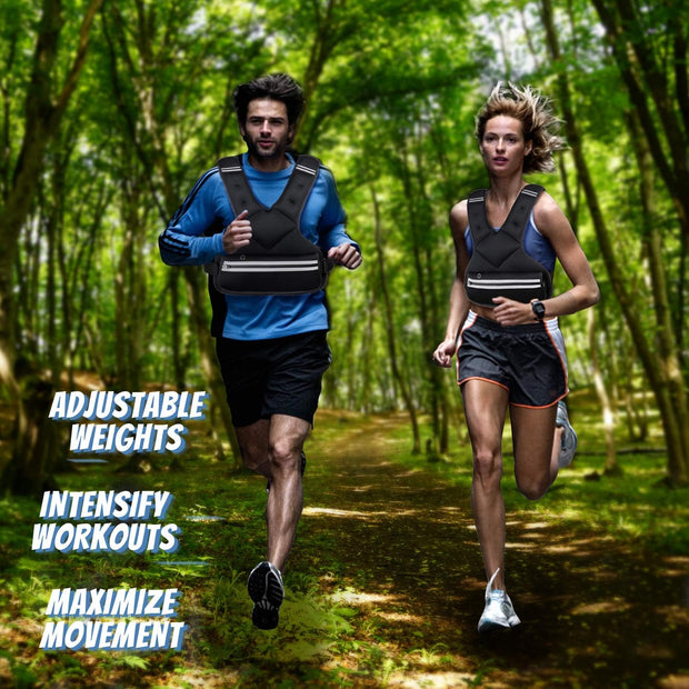 JoyPlus Adjustable Weight Vest,Strength Training Running Vest, Workout Equipment, Sport Exercise, Fitness, Weight Loss for Men 12LB, Women 8LB, Velcro or Buckle