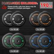 Olympic Rubber Bumper Weight Set - 2 Inch Barbell Plates for Home Gym Strength Training