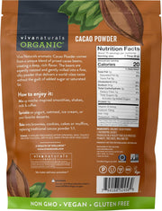 Viva Naturals Organic Cacao Powder, 1lb - Unsweetened Cacao Powder With Rich Dark Chocolate Flavor, Perfect for Baking & Smoothies, Non-GMO, Certified Vegan & Gluten-Free, 454 g
