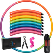 Weighted Hula Hoop for Adults - 2.8lb Detachable Exercise Hoop - Fun & Portable Fitness Circle with Jump Rope, Resistance Band & Carry Bag