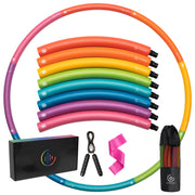 Weighted Hula Hoop for Adults - 2.8lb Detachable Exercise Hoop - Fun & Portable Fitness Circle with Jump Rope, Resistance Band & Carry Bag