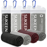 Sukeen 4 Pack Cooling Towel (40"x12"), Soft Breathable Chilly Microfiber Towel for Yoga, Sport, Running, Gym, Workout & More Activities