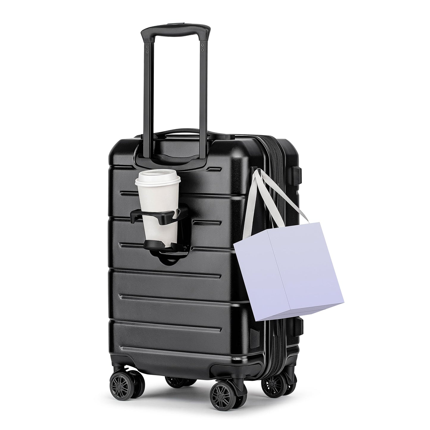 KYME Luggage Sets 2 Piece Hardshell 22"/26" Suitcase with Spinner Wheels Hardside Suitcases Sets with TSA Lock Lightweight Travel Luggage Set with Cup Holder for Women Pink