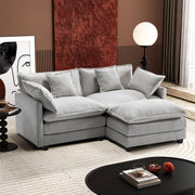 Ihanherry 146" U-Shaped Modern Sofa Modular Sectional Cloud Couch with 2 Ottoman, 6-Seat Chenille Deep Seat Sofa with 6 Pillows for Living Room, Bedroom and Apartment, Grey