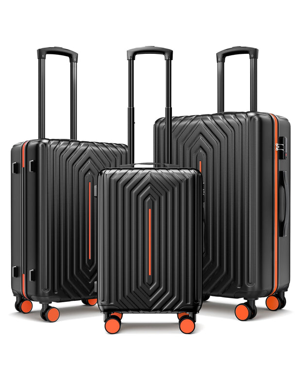 Luggage Sets 3 Piece, Carry On and Checked Hardside Lightweight Suitcase with Spinner Wheels and TSA Lock (20/24/28 inch), Purple