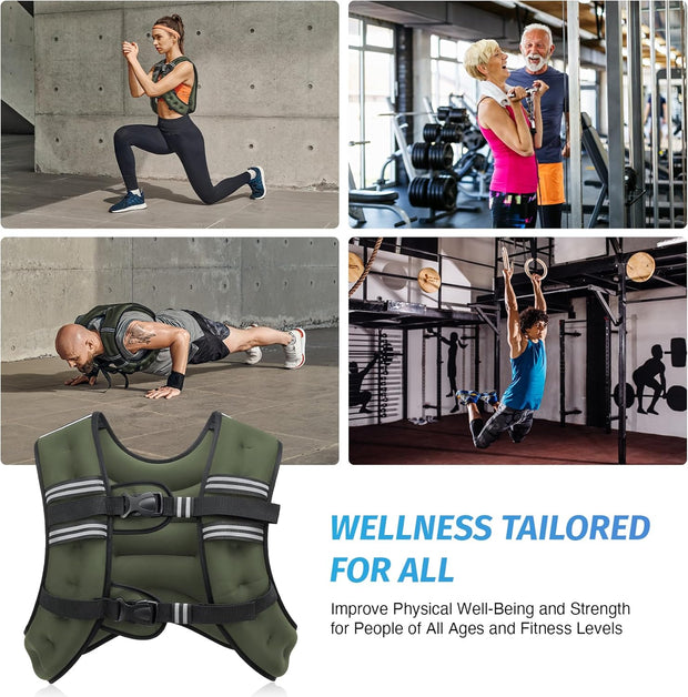 ZELUS Weighted Vest, 6lb/8lb/12lb/16lb/20lb/25lb/30lb Weight Vest with Reflective Stripe for Workout, Strength Training, Running, Fitness, Muscle Building, Weight Loss, Weightlifting