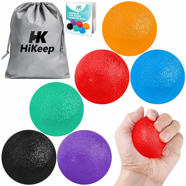 Stress Balls for Adults (6 Pack), Grip Strength Trainer, Hand Strengthening Devices, Hand Exercisers for Strength, Exercise Balls Physical Therapy, Wrist Finger Strengthener, Forearm Exerciser