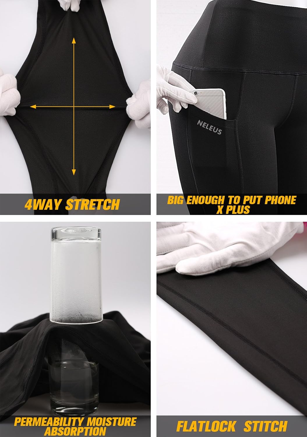NELEUS Women's Tummy Control High Waist Capri Running Leggings Yoga Pants with Pocket